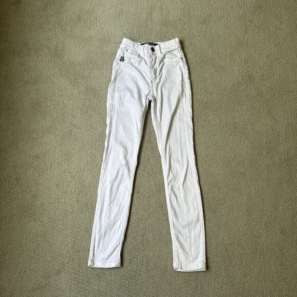 John John Womens White Skinny Jeans Tight Pants High Waist Brazil Petite Size 22 - Picture 1 of 10